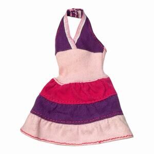 VINTAGE Barbie Doll Outfit 2006 Fashion Fever Dress Halter Knit Purple Pink
